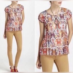 Anthropologie Weston Wear Sprouted Boho Multicolor Print peplum style SizeS
